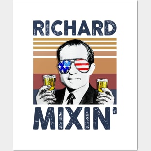 Richard Mixin’ US Drinking 4th Of July Vintage Shirt Independence Day American T-Shirt Posters and Art